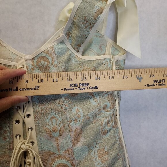 Fredericks of Hollywood Corset Bustier SZ Large Lace Up Jacquard Steampunk Fairy - Picture 14 of 16